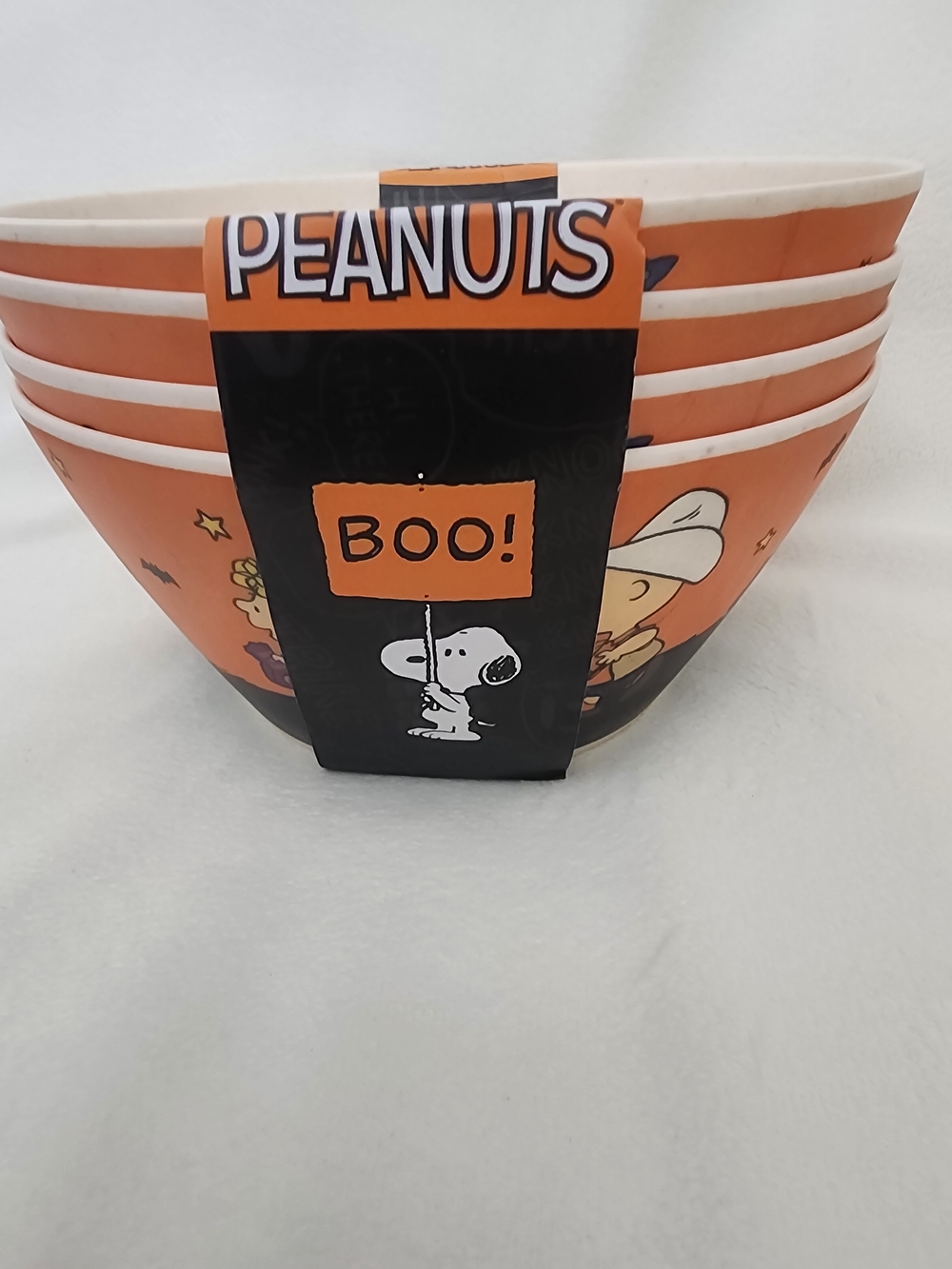 4 Peanuts Orange Snoopy BOO Paper Treat Bowls